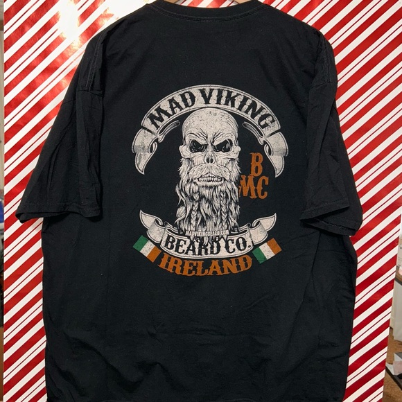 Black Graphic Mad Viking Beard Company Ireland T-Shirt - Picture 3 of 10